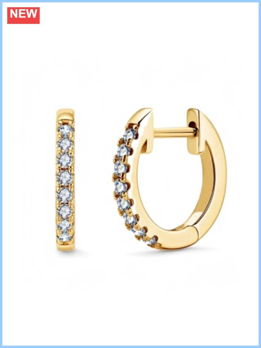 Huggie Hoop Earrings in 14k Gold Plated Brass Cubic Zirconia